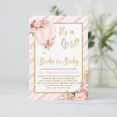 Rosa Floral Hot Air Ballon Bringen Sie eine Book C Begleitkarte (Stehend Vorderseite)