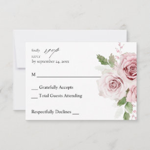 Rosa Floral keine Mahlzeit RSVP Karte