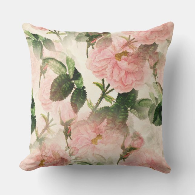 Rosa Floral Kissen (Vorderseite)