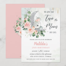 Rosa Floral Koala Bär 2. Geburtstag Crescent Moon