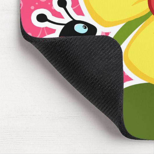 Rosa Floral, Ladybug Mousepad (Ecke)