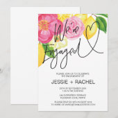 Rosa Floral Lemon Sommer Engagement Party Herz Einladung (Vorne/Hinten)