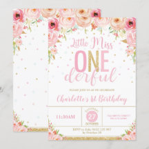 Rosa Floral Little Miss Onederderty 1. Geburtstag