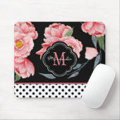 Rosa Floral mit Polka Dosen und Monogramm Mousepad (Mit Mouse)