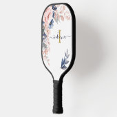 Rosa Floral Monogram Script Name Feminine Pickleball Schläger (Links)