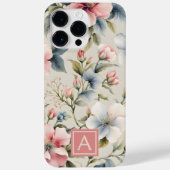 Rosa Floral Monogramm Case-Mate iPhone Hülle (Rückseite)