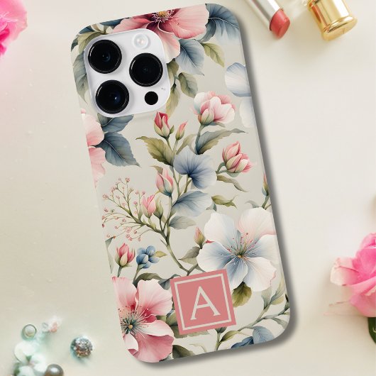 Rosa Floral Monogramm Case-Mate iPhone Hülle