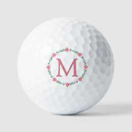 Rosa Floral Monogramm Golfball