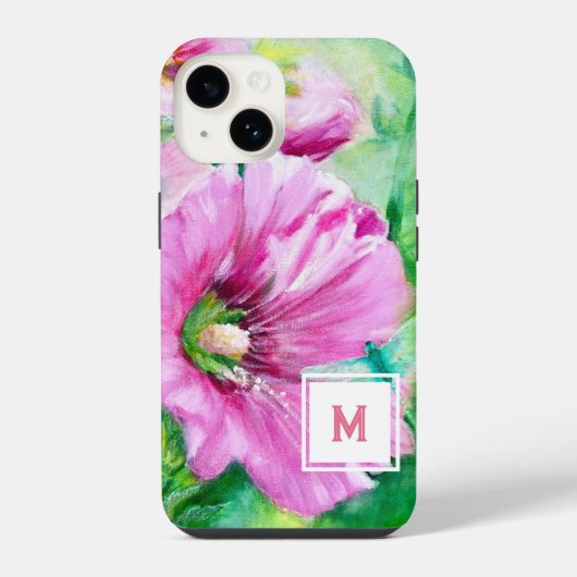 Rosa Floral Monogramm iPhone Hülle (Rückseite)