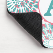 Rosa Floral Monogramm Mousepad (Ecke)