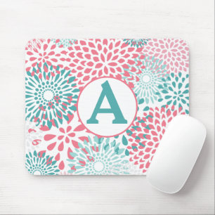 Rosa Floral Monogramm Mousepad