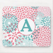 Rosa Floral Monogramm Mousepad (Vorne)