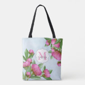 Rosa Floral Monogramm Name Personalisiert Tasche (Rückseite)