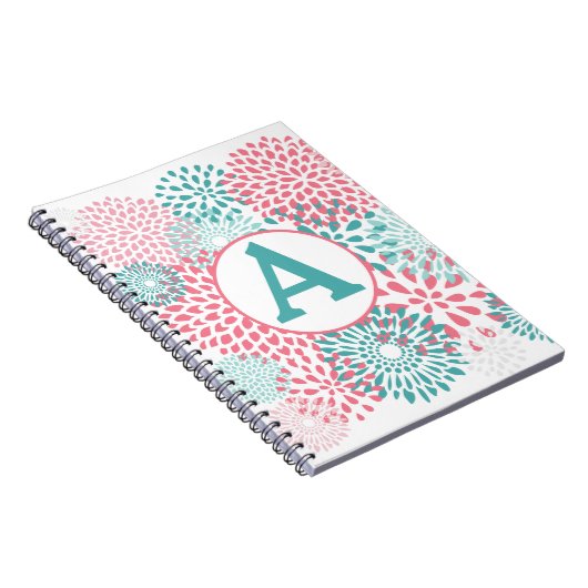 Rosa Floral Monogramm Notizblock (Rechte Seite)