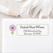 Rosa Floral Monogramm-Rücksendeadresse (Insitu)