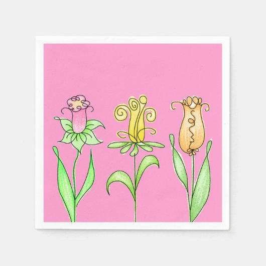 Rosa Floral Napkins Serviette (Vorderseite)