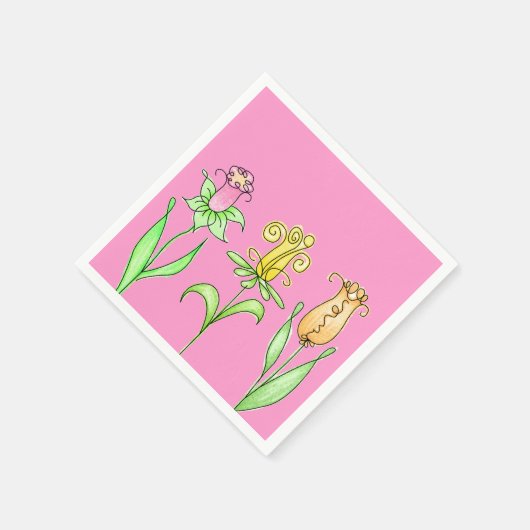 Rosa Floral Napkins Serviette (Ecke)