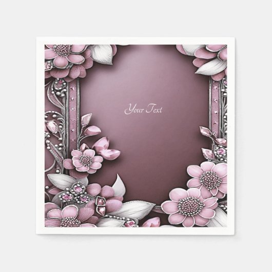 Rosa Floral Napkins Serviette (Vorderseite)