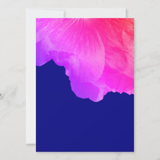 Rosa Floral Navy Blau Weiße Niedliche Einzigartige Einladung (Rückseite)