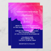 Rosa Floral Navy Blau Weiße Niedliche Einzigartige Einladung (Vorne/Hinten)