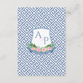 Rosa Floral Navy Monogram Wedding Details QR Code Begleitkarte (Rückseite)