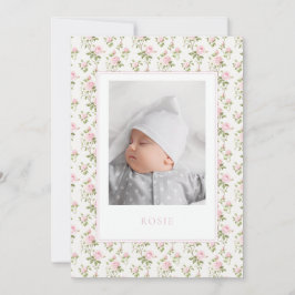 Rosa Floral Neugeborene Geburtsankündigung Foto-Ka Ankündigung