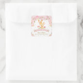 Rosa Floral Niedlich Bunnies Gemeinsame Schwestern Quadratischer Aufkleber (Tasche)