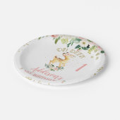 Rosa Floral Oh Dei 1. Geburtstag Pappteller (Schrägansicht)