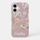 Rosa Floral Personalisiert iPhone 16 Hülle (Rückseite)