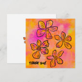 Rosa Floral Pop "Danke!" Dankeskarte (Vorne/Hinten)