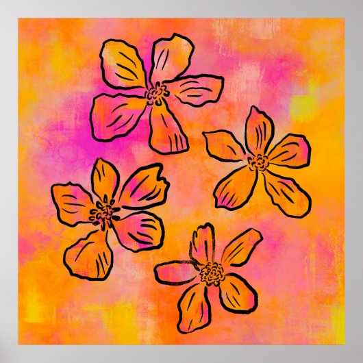 Rosa Floral Pop Poster (Vorne)