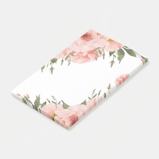 Rosa Floral Post-it Klebezettel (angewinkelt)