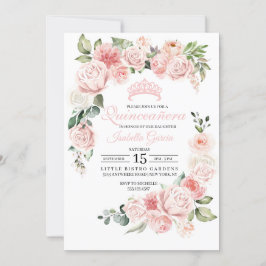 Rosa Floral Quinceanera Geburtstag Einladung