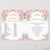 Rosa Floral Quinceanera Orden der Ereignisse Progr (Rückseite)