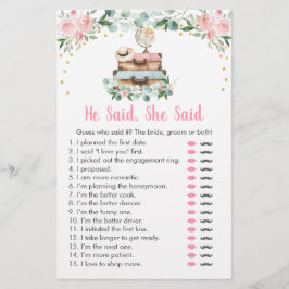 Rosa Floral Reise sagte sie sagte Bridal Spiel