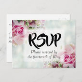 Rosa Floral Rose Bouquet Wedding RSVP Postkarte (Vorne/Hinten)