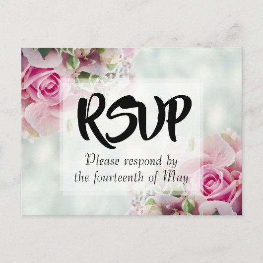 Rosa Floral Rose Bouquet Wedding RSVP Postkarte (Vorderseite)