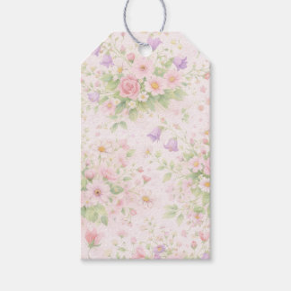 Rosa Floral Rose & Daisy — Pastell Botanik Geschenkanhänger