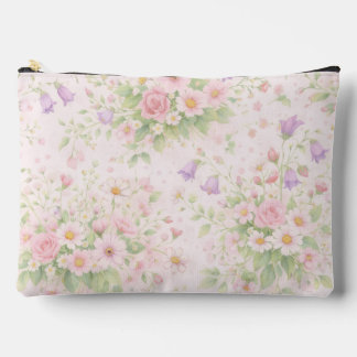 Rosa Floral Rose & Daisy — Pastell Botanik Zubehörtasche