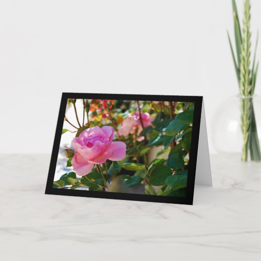 Rosa Floral Rose Karte (Vorderseite)