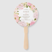 Rosa Floral Round Gold Wedding Program Fan Fächer (Vorderseite)