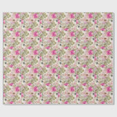 Rosa Floral Salbeigrüne Blätter Geschenkpapier (Flach)