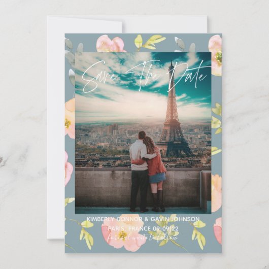 Rosa Floral | SAVE THE DATE (Vorderseite)