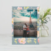 Rosa Floral | SAVE THE DATE (Stehend Vorderseite)