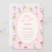 Rosa floral save the date (Vorderseite)