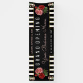 Rosa Floral Schwarz | White Stripes Banner (Vertikal)