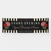 Rosa Floral Schwarz | White Stripes Banner (Horizontal)