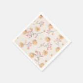 Rosa Floral Sprays und Goldsplitter auf Weiß Serviette (Ecke)