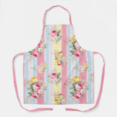 Rosa Floral Streifen Schürze (Vorderseite)