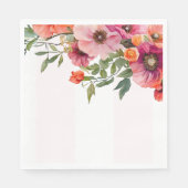 Rosa Floral Stripe Mittagessen Serviette (Vorderseite)